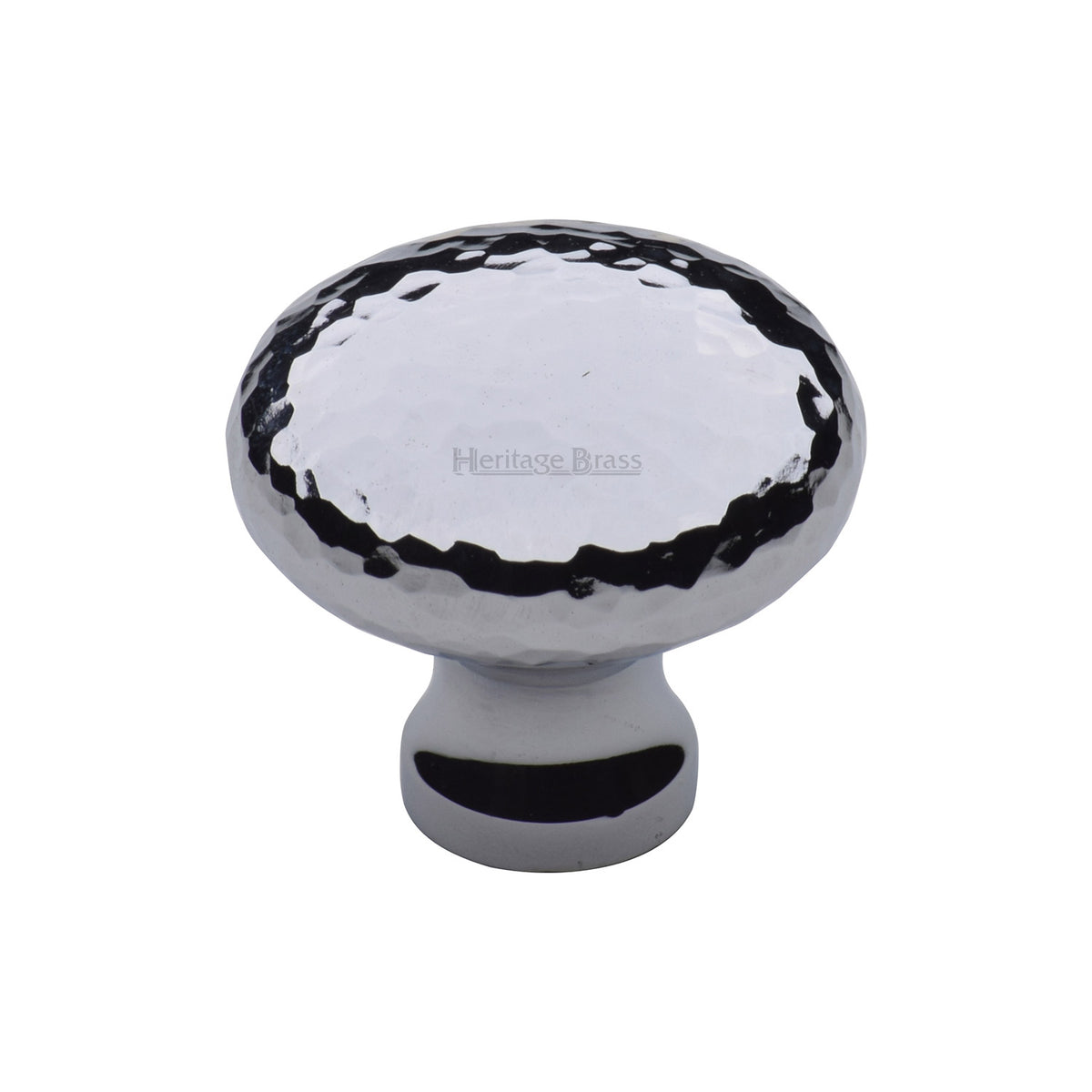 Heritage Brass Cabinet Knob Victorian Round Hammered Design 32mm Polished Chrome Finish