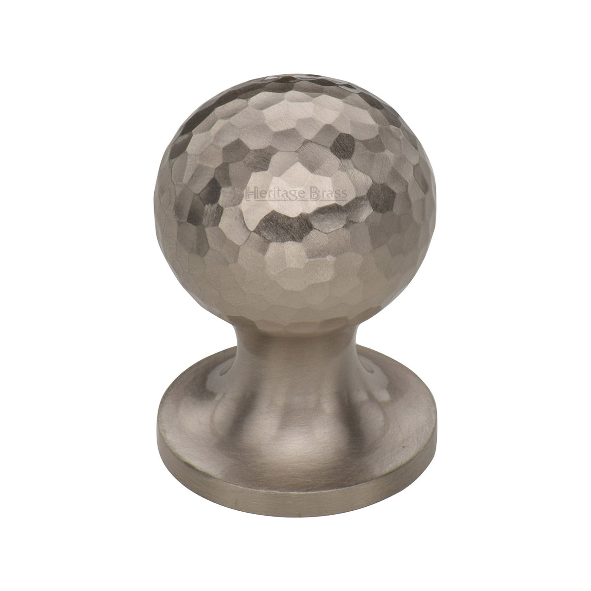 Heritage Brass Cabinet Knob Ball Hammered Design 25mm Satin Nickel Finish