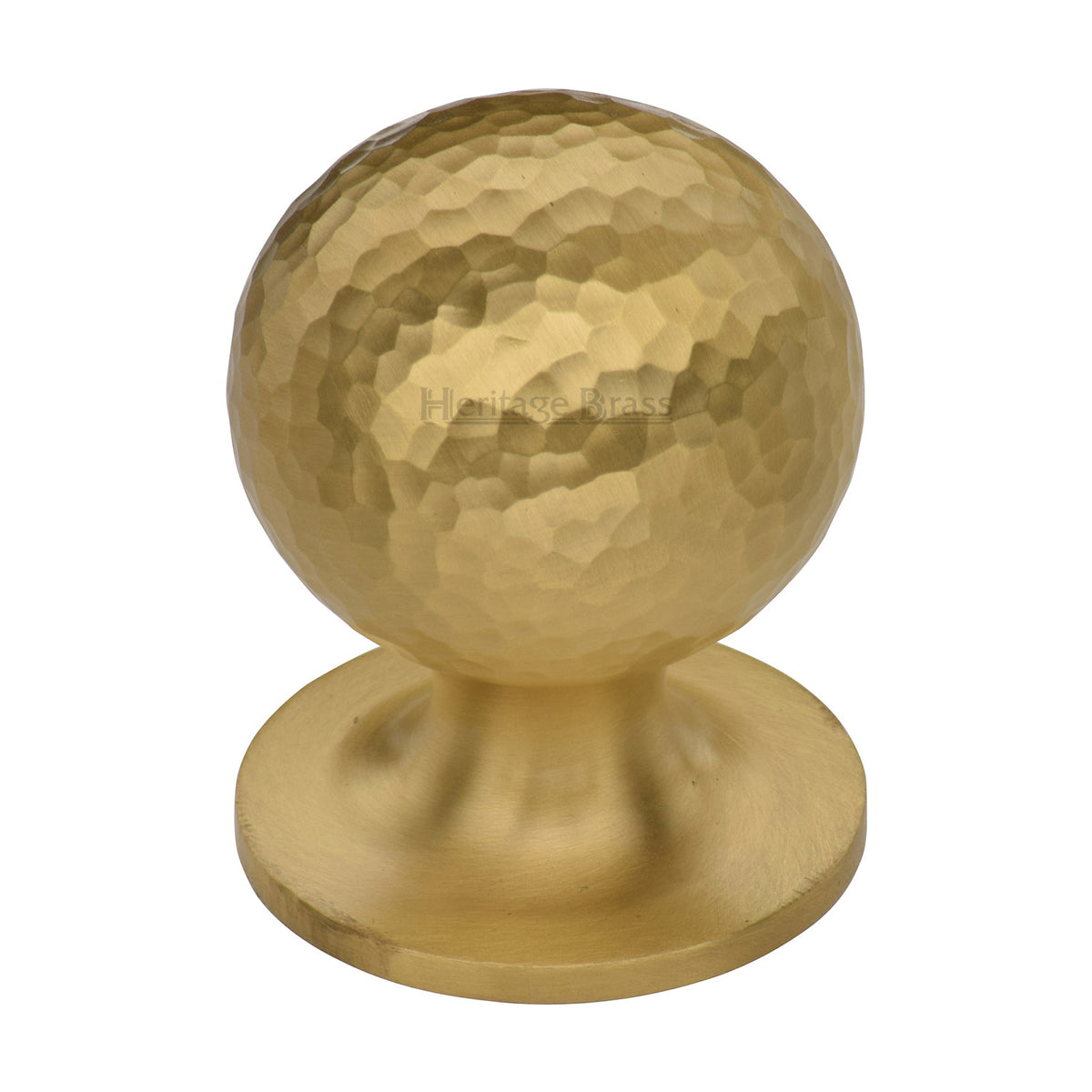 Heritage Brass Cabinet Knob Ball Hammered Design 38mm Satin Brass Finish