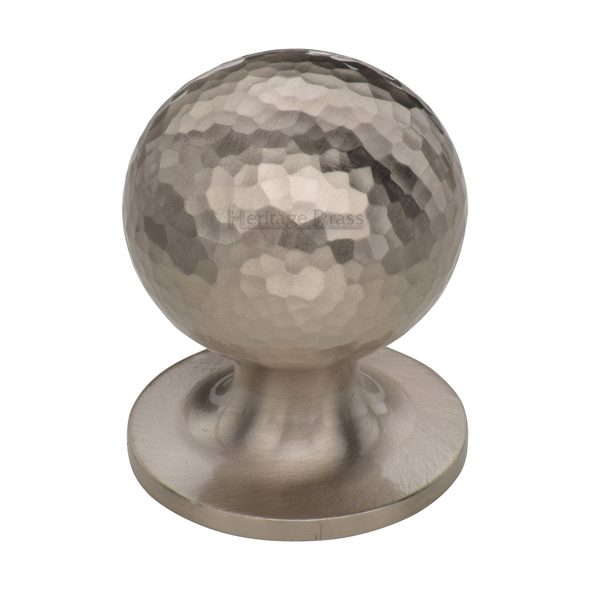 Heritage Brass Cabinet Knob Ball Hammered Design 38mm Satin Nickel Finish