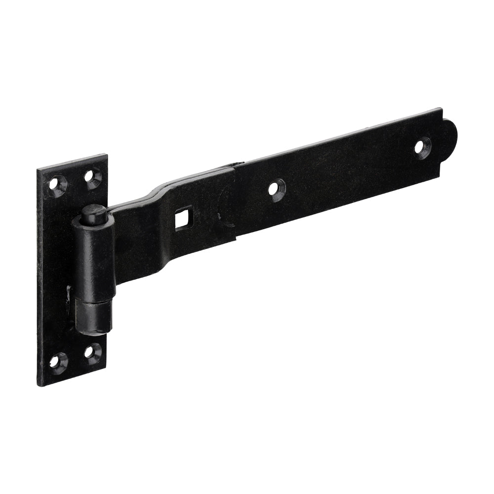 This is an image of Timco - Pair of Cranked Band & Hook On Plates - Black 250mm (1 Pairs Plain Bag) HBC250B