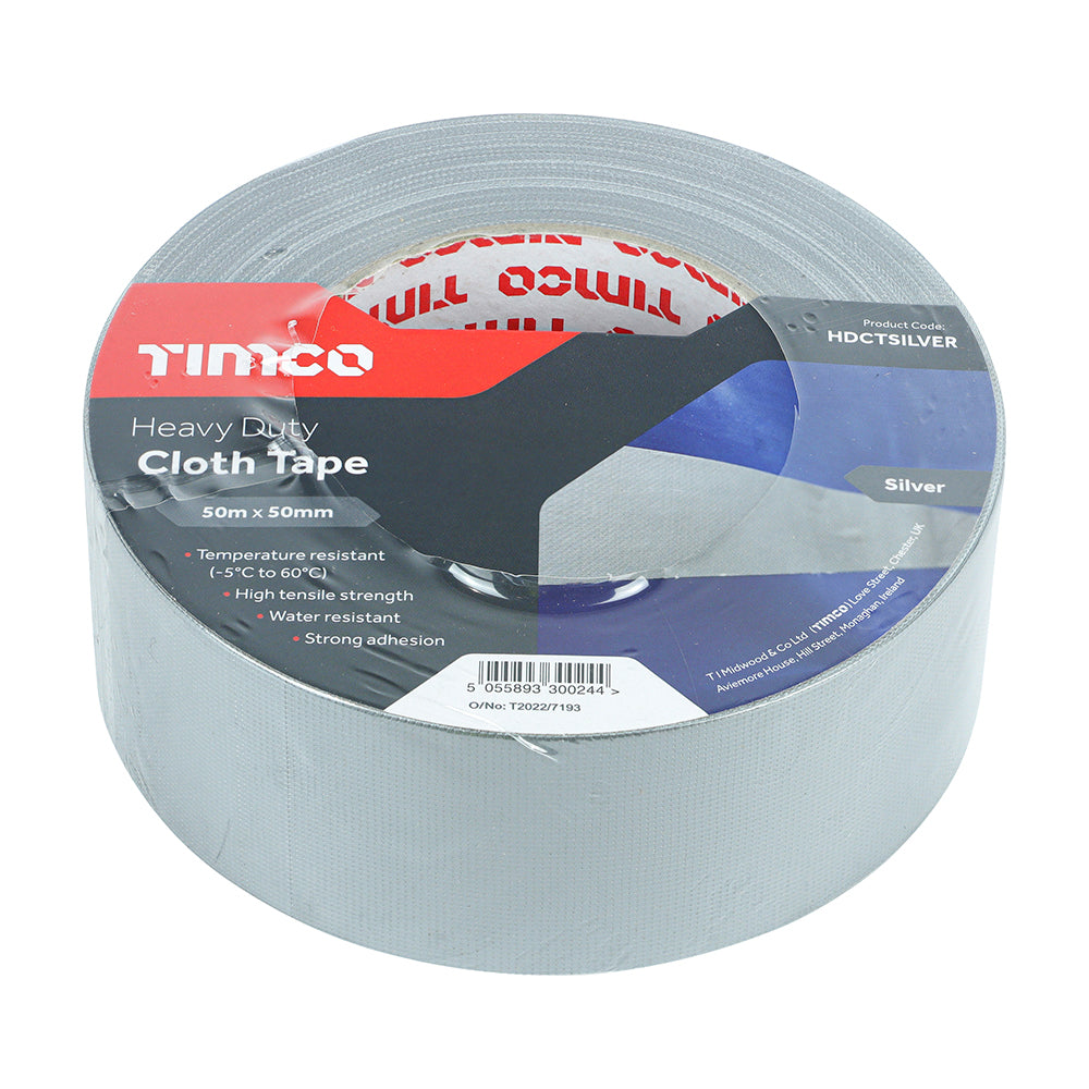 This is an image of Timco - Heavy Duty Cloth Tape - Silver 50m x 50mm (1 Each Roll) PCSHDCTSILVER