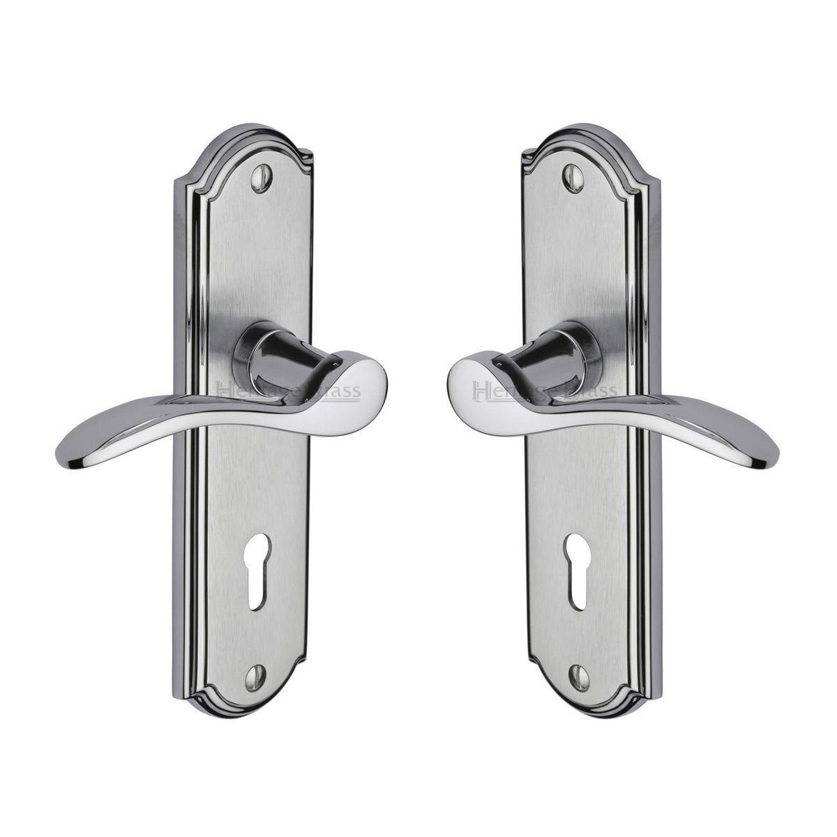 High quality image of the Heritage Brass Door Handle Lever Lock Howard Design Apollo Finish | Sku. how1300-ap | Discounted prices available from Trade Door Handles
