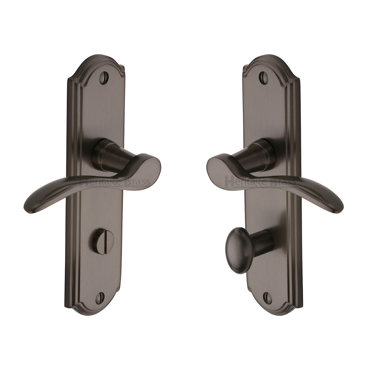 High quality image of the Heritage Brass Door Handle for Bathroom Howard Design Matt Bronze Finish | Sku. how1330-mb | Discounted prices available from Trade Door Handles
