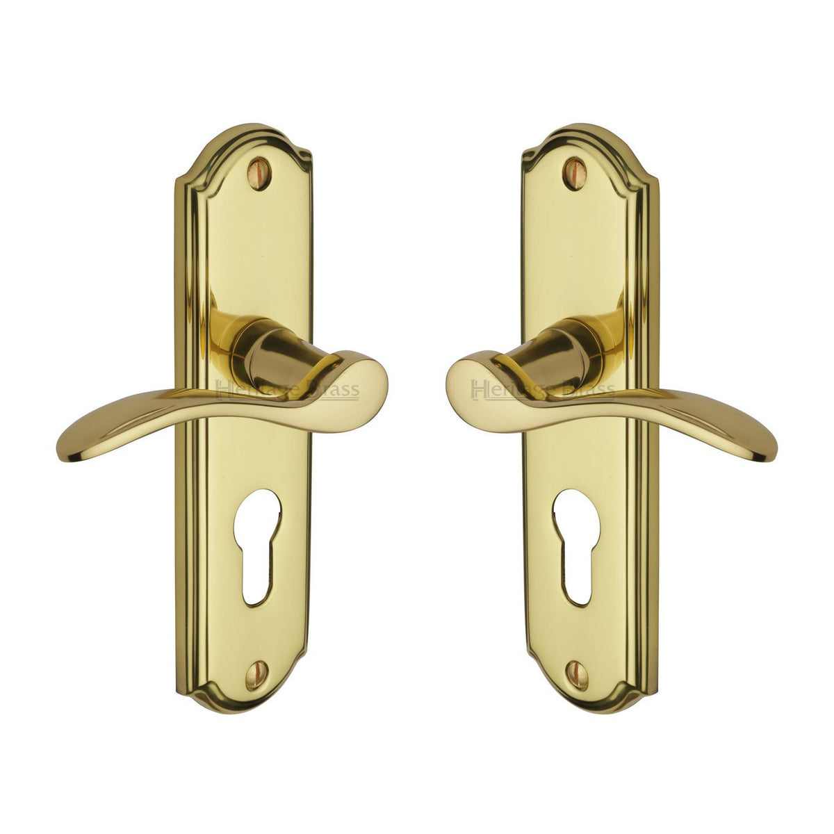 High quality image of the Heritage Brass Door Handle for Euro Profile Plate Howard Design Polished Brass Finish
| Sku. how1348-pb | Discounted prices available from Trade Door Handles