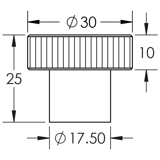 Technical drawing of of Hoxton - Thaxted Cupboard Knobs 30mm Black Sku. HOX230MB