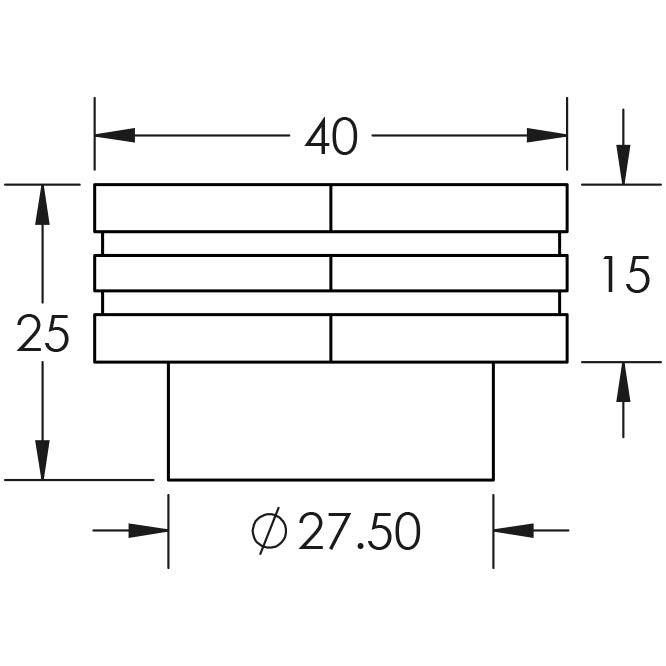 Technical drawing of of Hoxton - Nile Cupboard Knobs 40mm Satin Brass Sku. HOX340SB