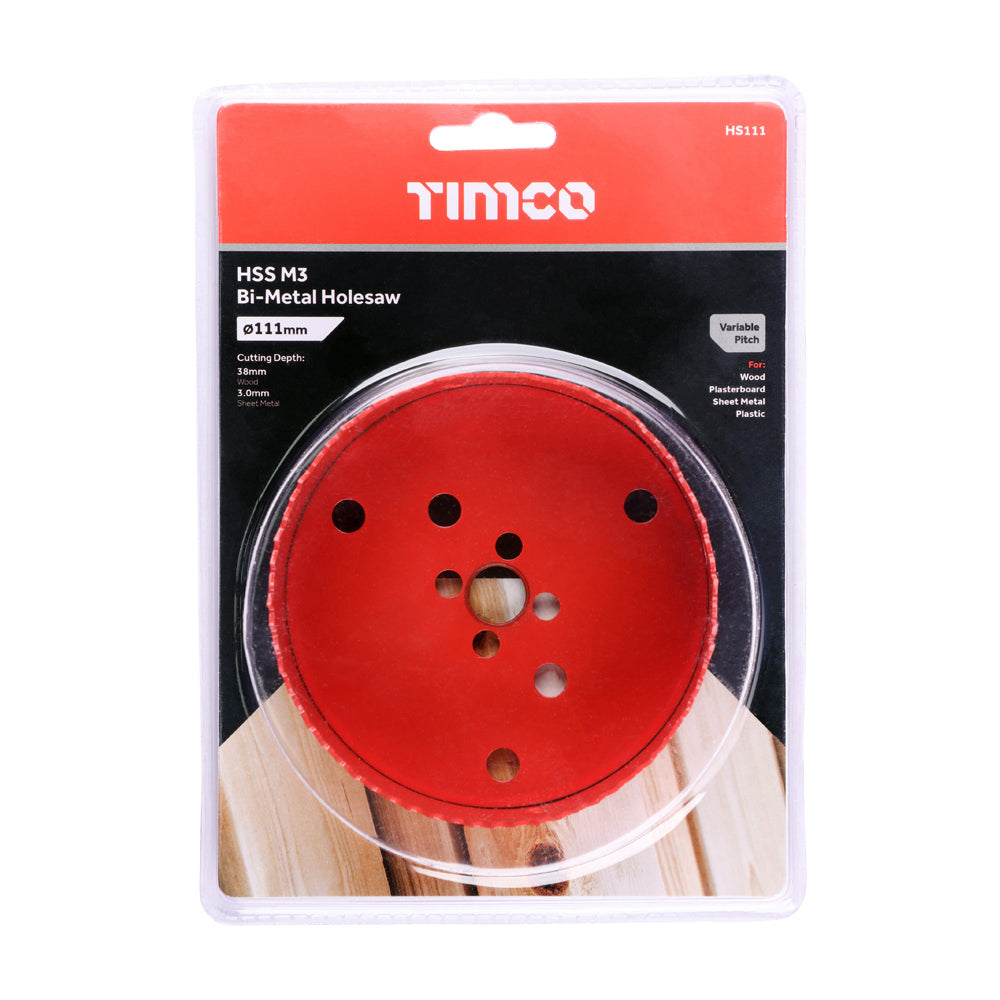 This is an image of Timco - Holesaw - Variable Pitch 111mm (1 Each Clamshell) HS111