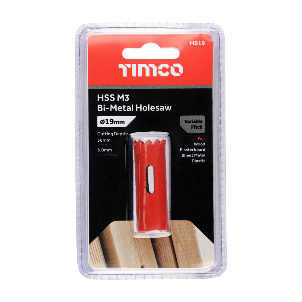 This is an image of Timco - Holesaw - Variable Pitch 19mm (1 Each Clamshell) HS19