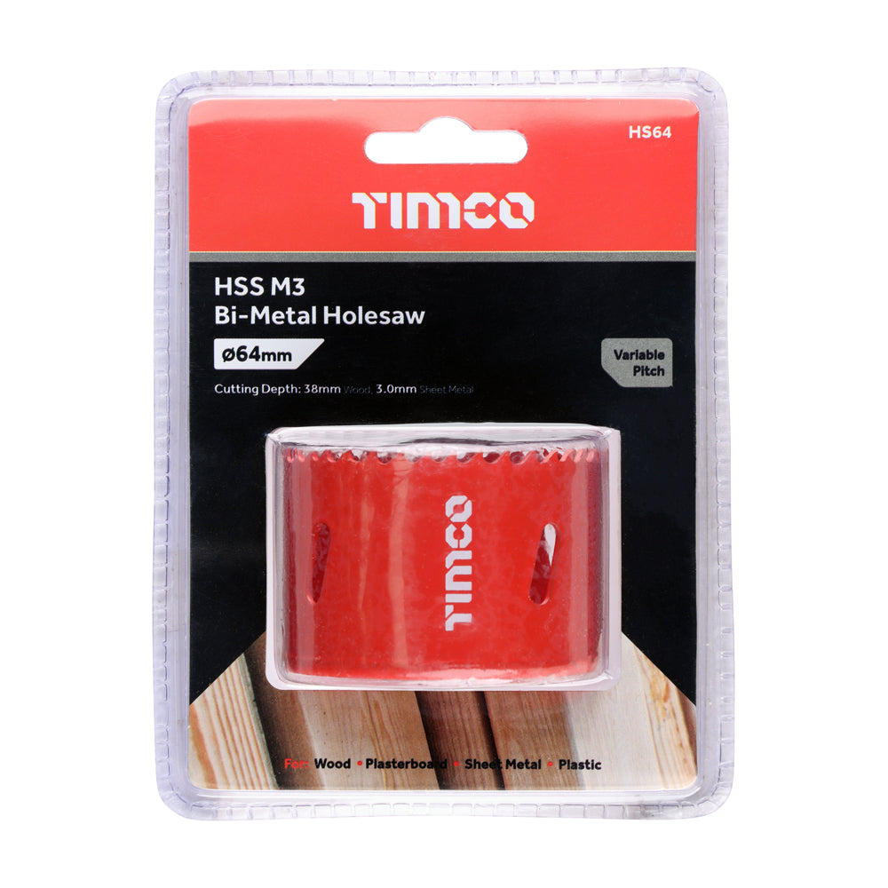 This is an image of Timco - Holesaw - Variable Pitch 64mm (1 Each Clamshell) HS64