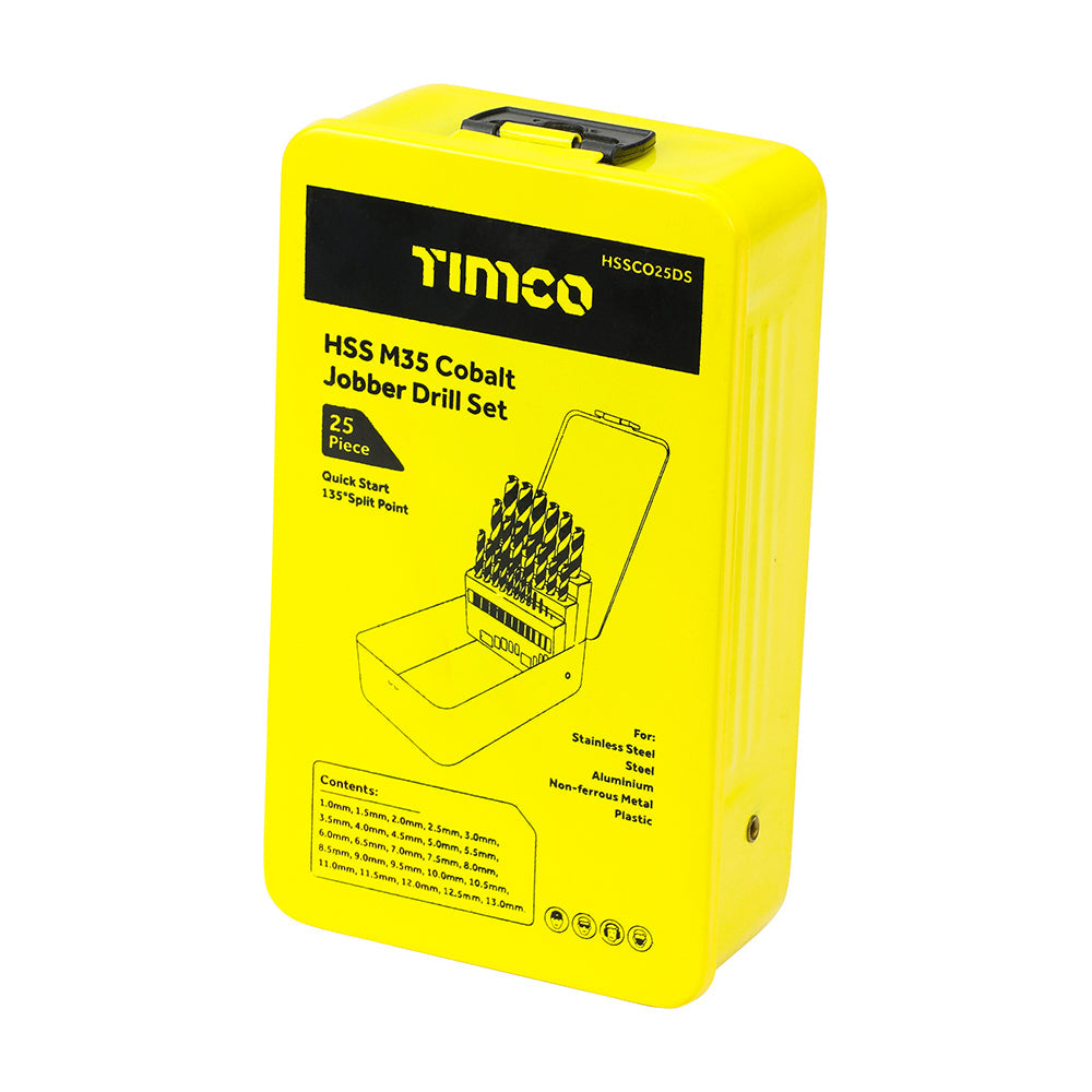 This is an image of Timco - Ground Jobber Drills Set - Cobalt M35 25pcs (25 Pieces Case) HSSCO25DS