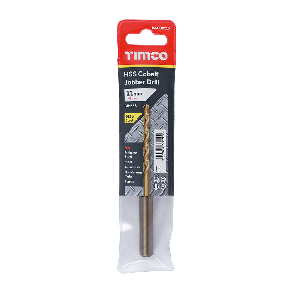 This is an image of Timco - Ground Jobber Drills - Cobalt M35 11.0mm (1 Each Wallet) HSSCOR110