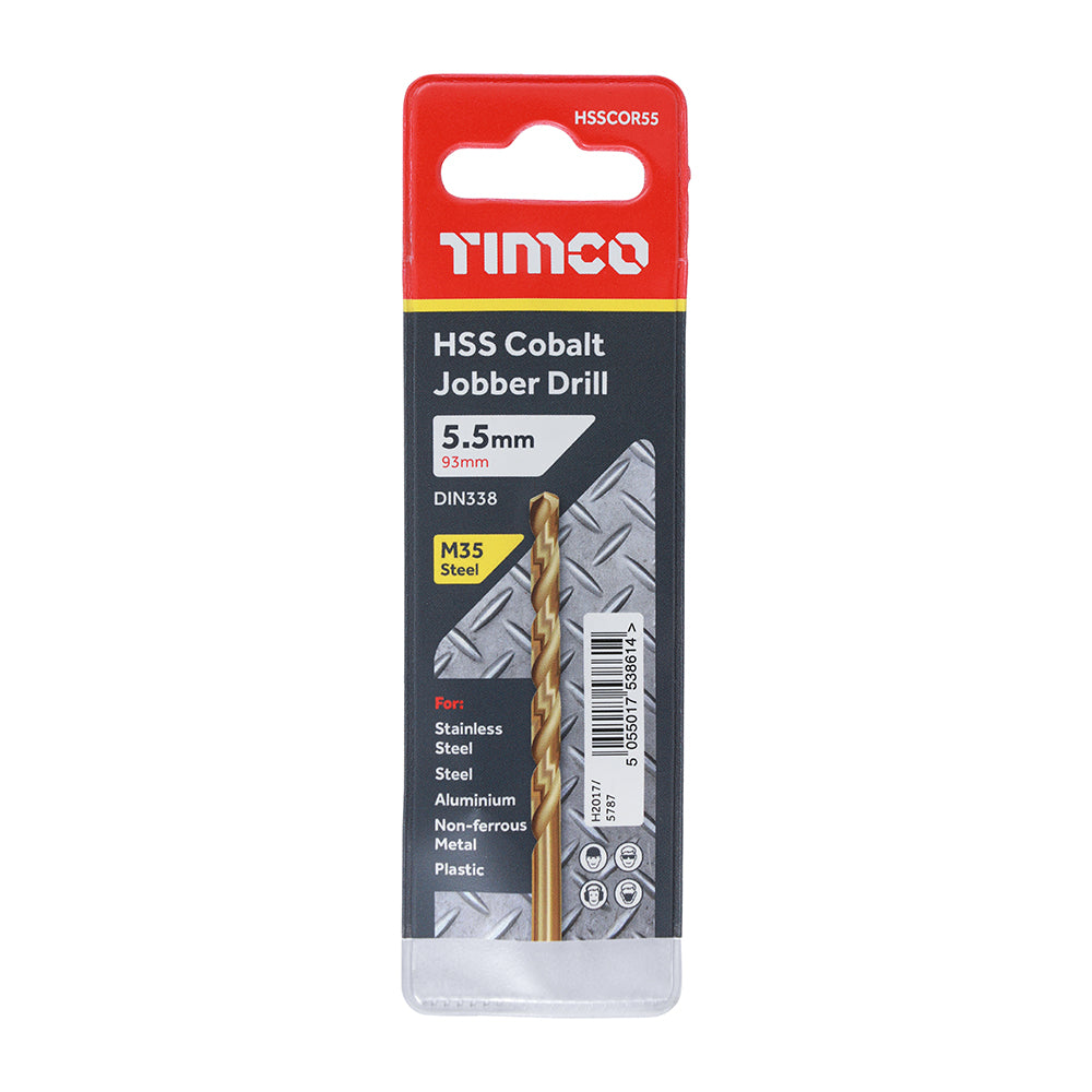 This is an image of Timco - Ground Jobber Drills - Cobalt M35 5.5mm (1 Each Wallet) HSSCOR55