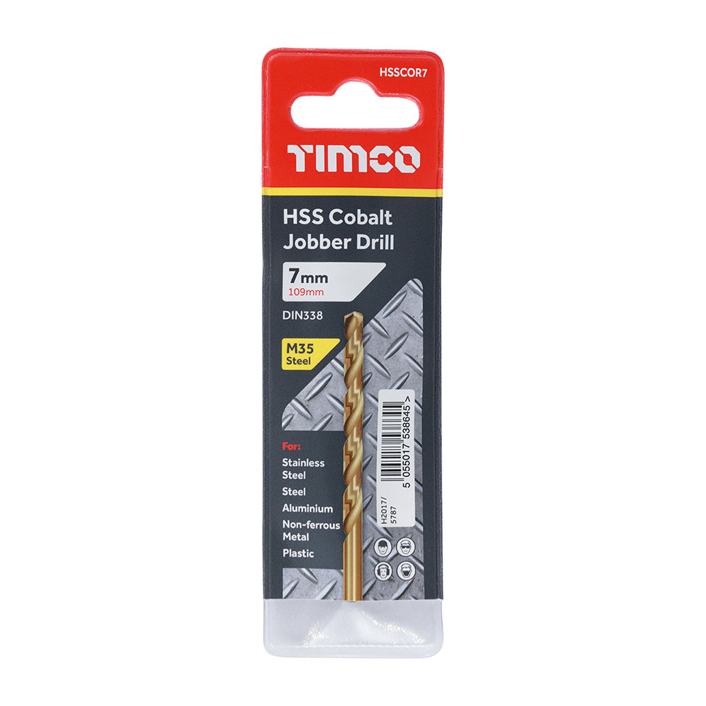 This is an image of Timco - Ground Jobber Drills - Cobalt M35 7.0mm (1 Each Wallet) HSSCOR7