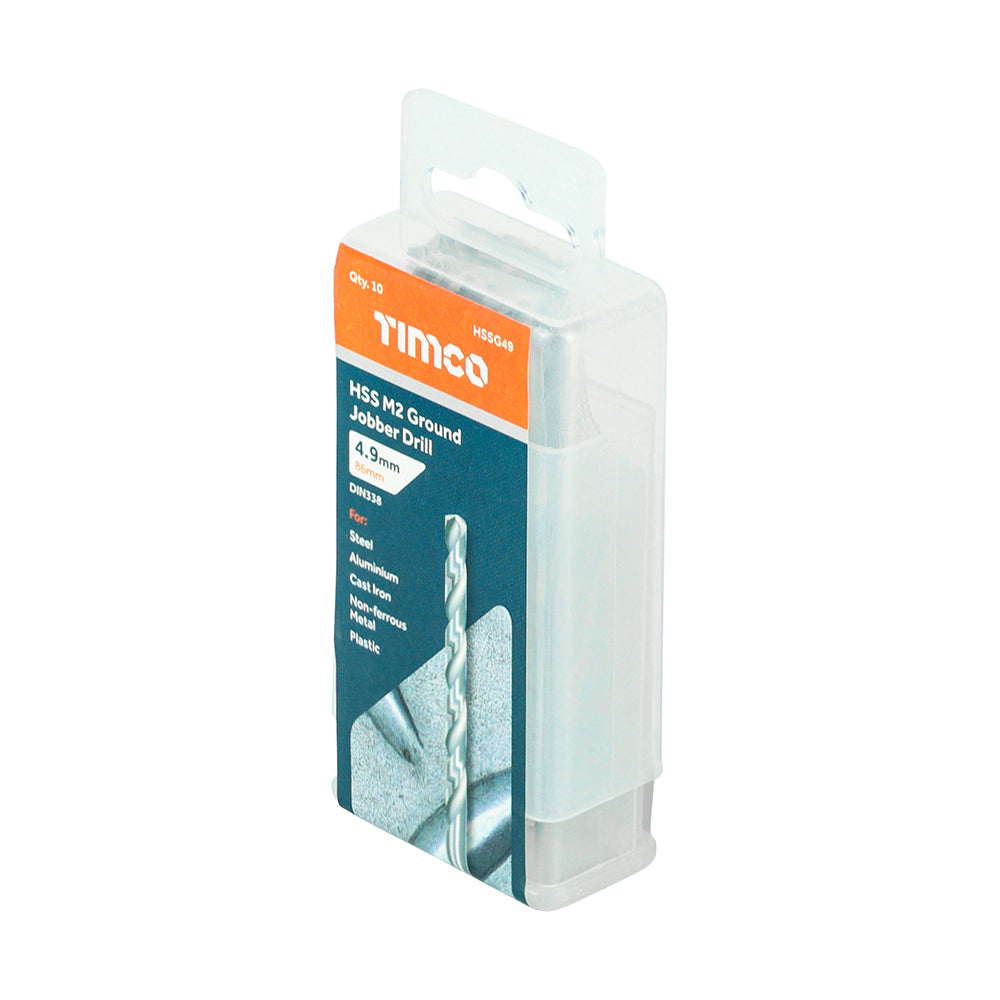 This is an image of Timco - Ground Jobber Drills - HSS M2 4.9mm (10 Pieces Tube) HSSG49