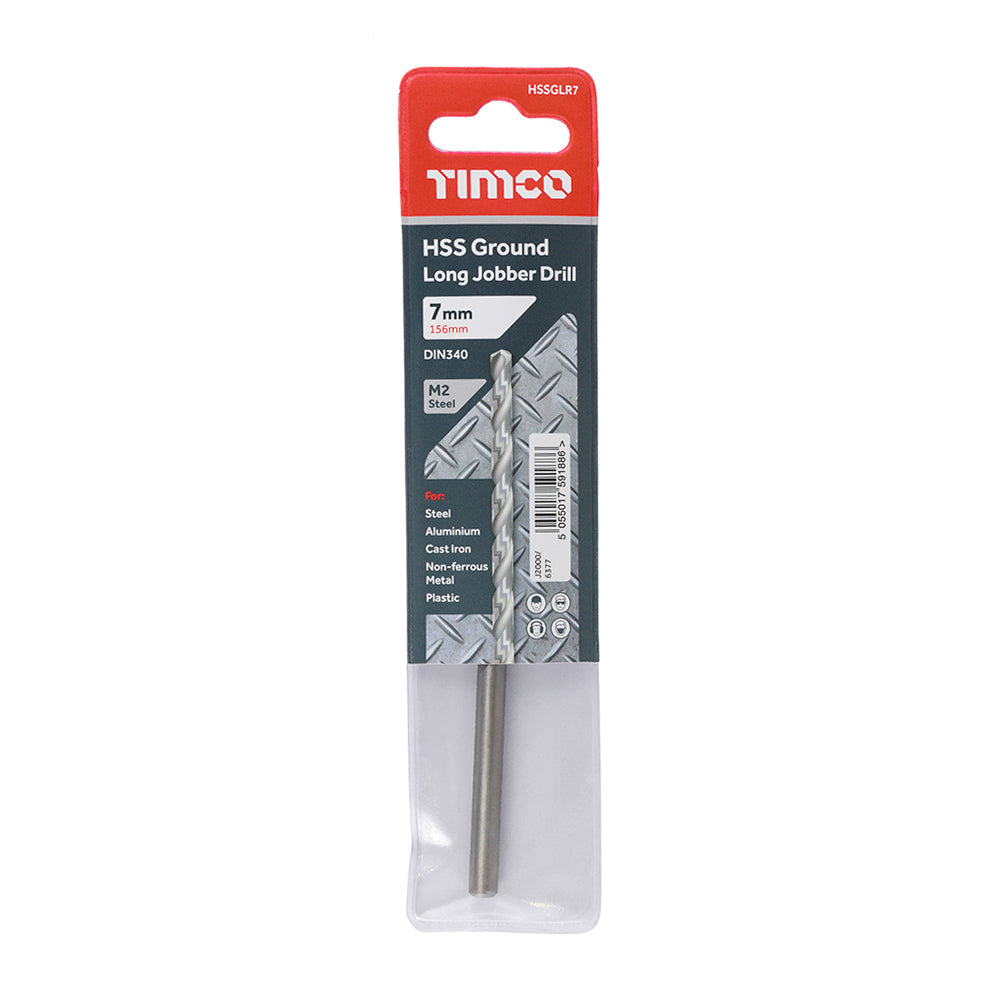 This is an image of Timco - Ground Long Jobber Drills - HSS M2 7.0mm (1 Each Wallet) HSSGLR7