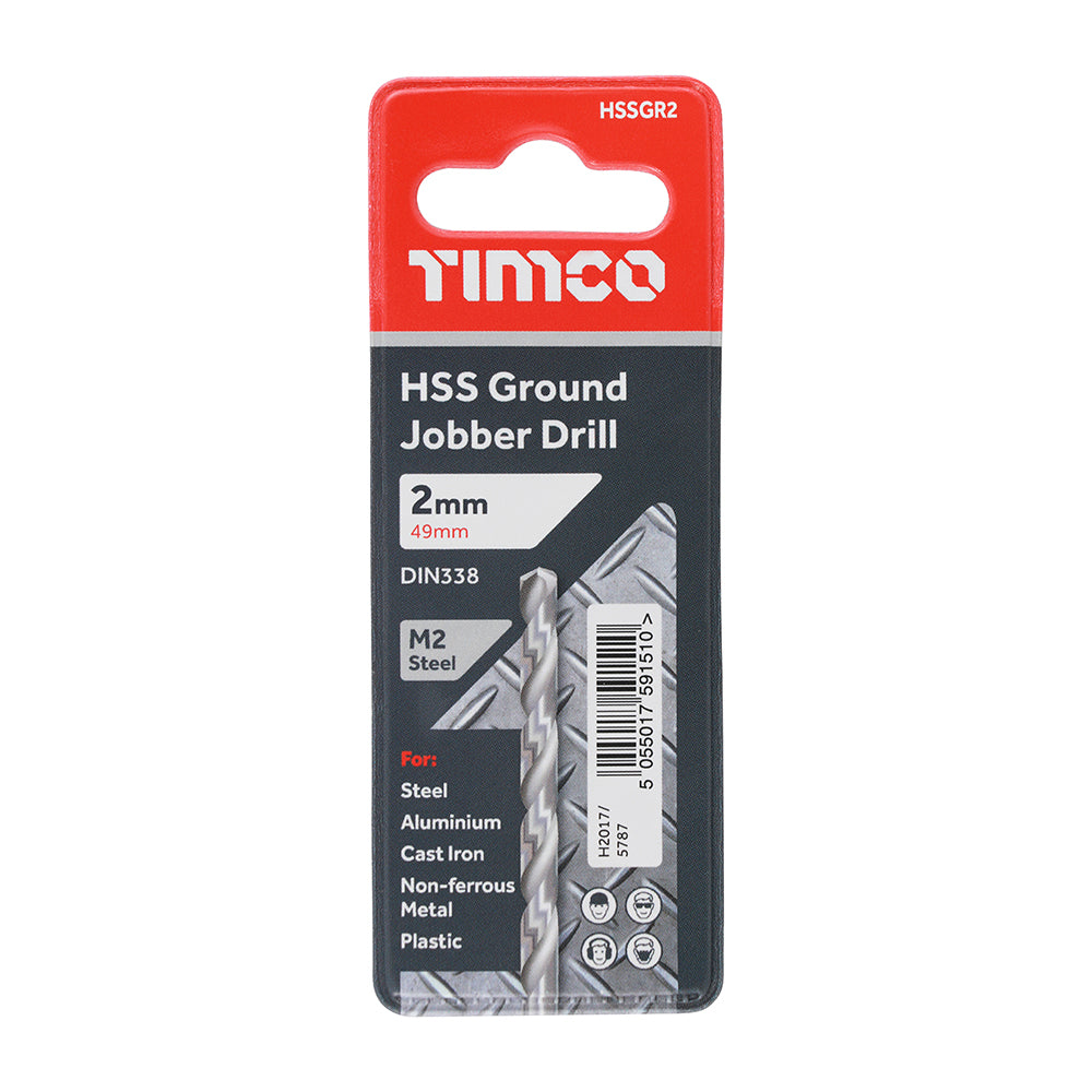 This is an image of Timco - Ground Jobber Drills - HSS M2 2.0mm (1 Each Wallet) HSSGR2