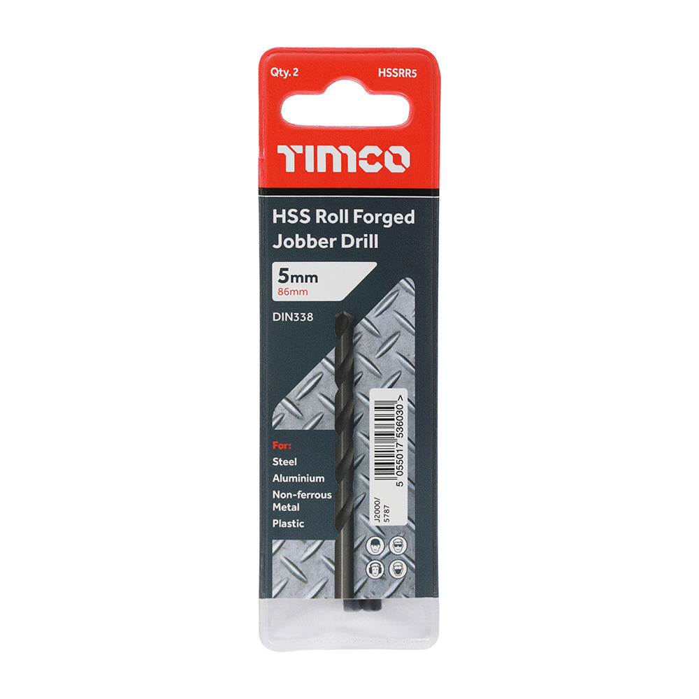 This is an image of Timco - Roll Forged Jobber Drills - HSS 5.0mm (10 Pieces Tube) HSSR5