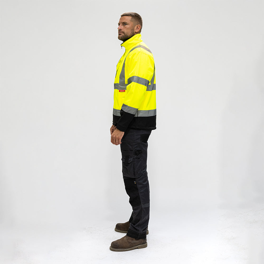 This is an image of Timco - Hi-Visibility Softshell Jacket - Yellow Large (1 Each Bag) HVSJLRG