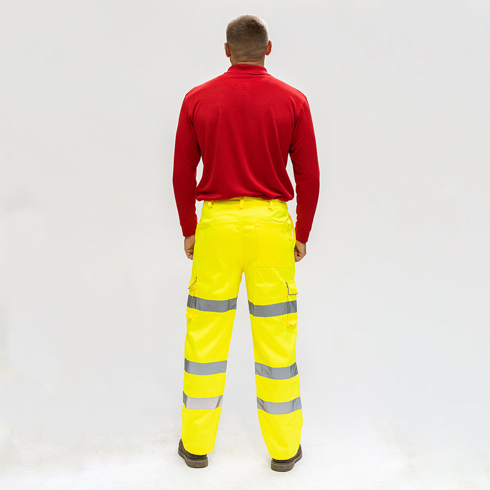 This is an image of Timco - Hi-Visibility Executive Trousers - Yellow Medium (1 Each Bag) HVTRSMED