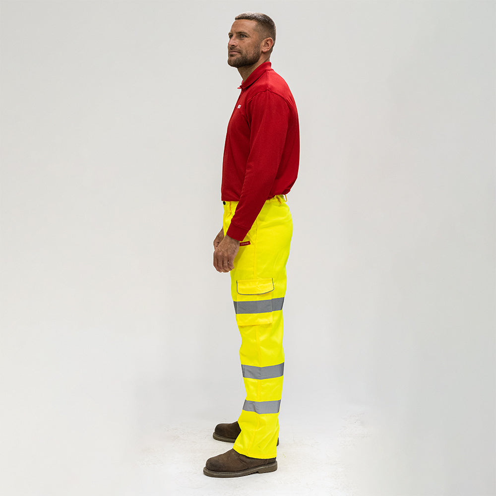 This is an image of Timco - Hi-Visibility Executive Trousers - Yellow X Large (1 Each Bag) HVTRSXL
