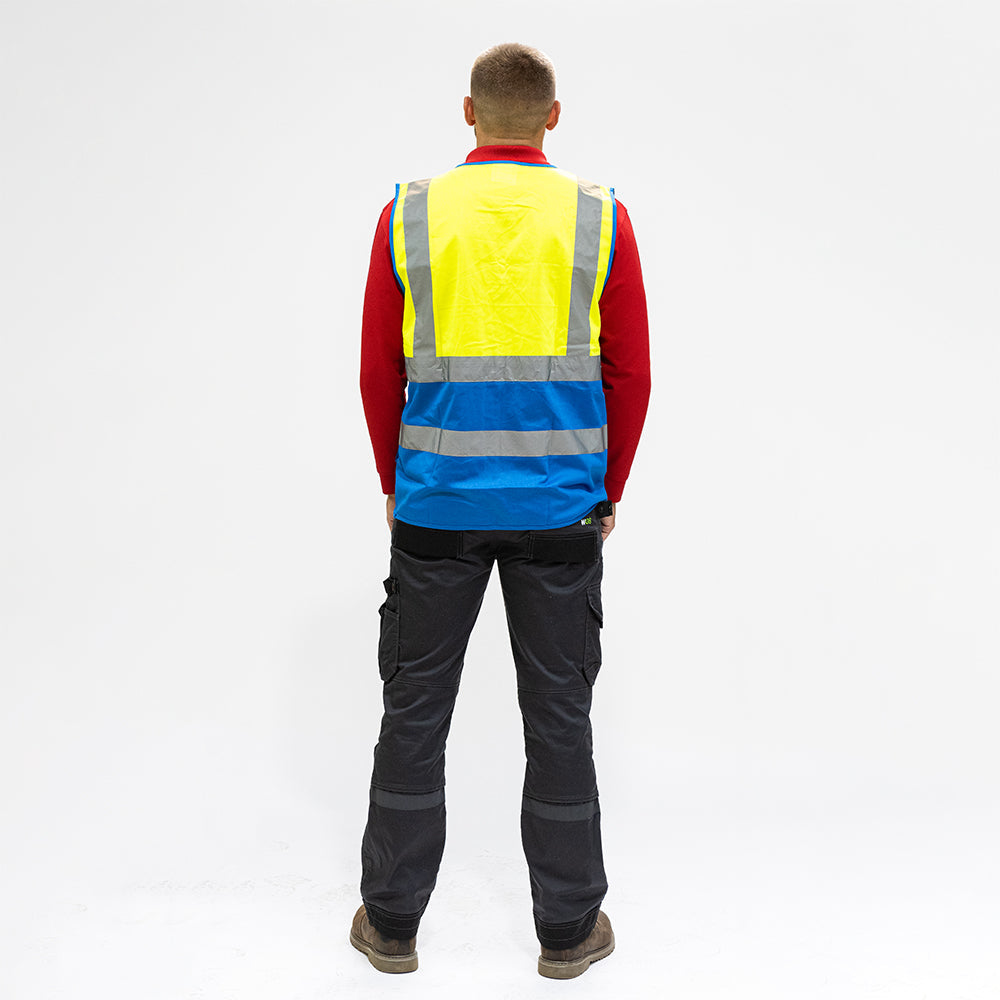 This is an image of Timco - Hi-Visibility Executive Vest - Yellow & Blue XXX Large (1 Each Bag) HVVYB3XL