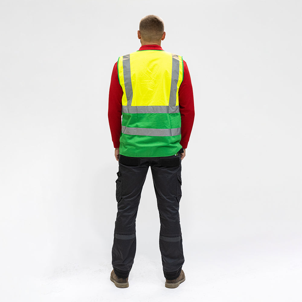 This is an image of Timco - Hi-Visibility Executive Vest - Yellow & Green Large (1 Each Bag) HVVYGLRG
