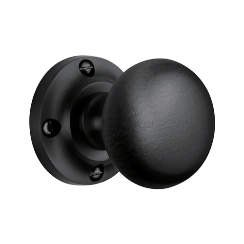 Heritage Brass - Victoria Door Knob on Rose - Matt Black v980-bkmt