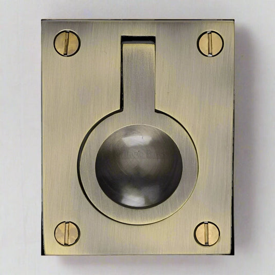 Heritage Brass - Cabinet Pull Flush Ring Design 50mm Antique Brass Finish