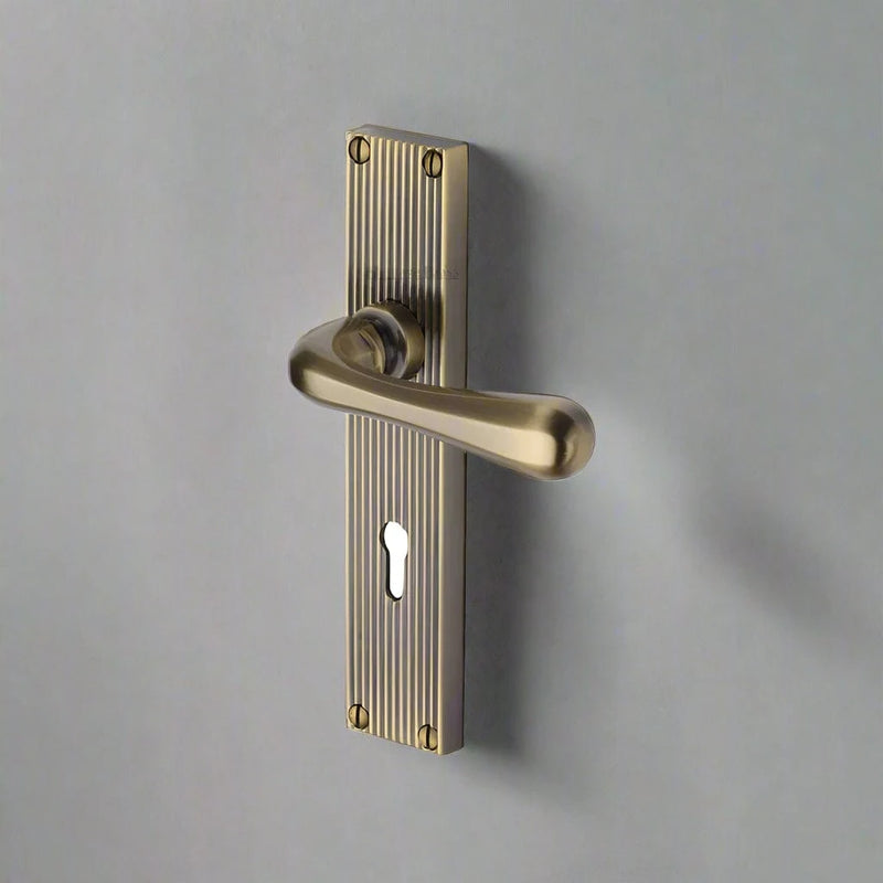 Heritage Brass - Charlbury Reeded Lever Lock Antique Brass finish