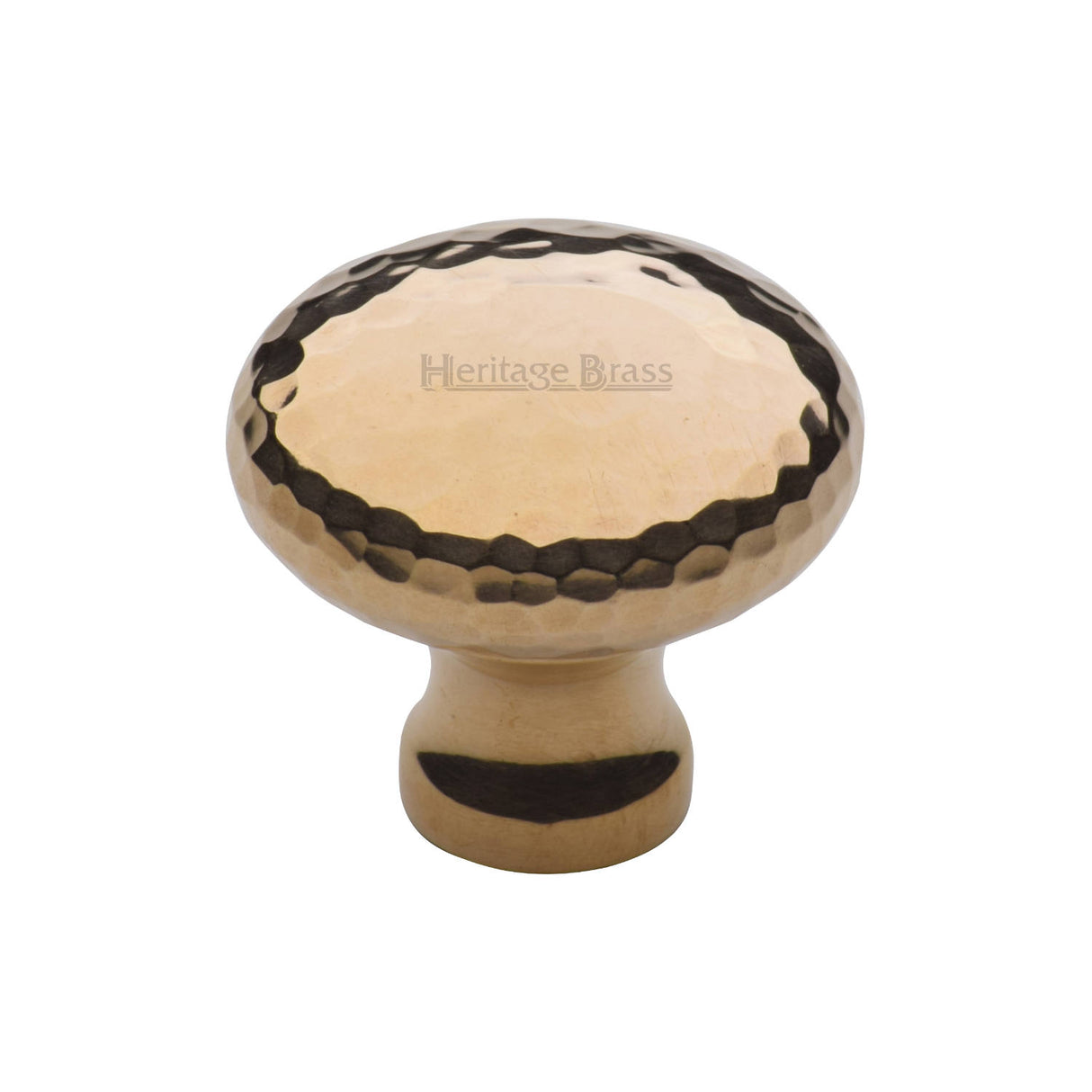 Heritage Brass Cabinet Knob Victorian Round Hammered Design 38mm Unlacquered Brass finish