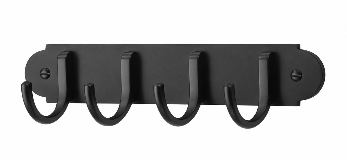 Heritage Brass Coat Hooks on Plate 226mm Matt Black Finish