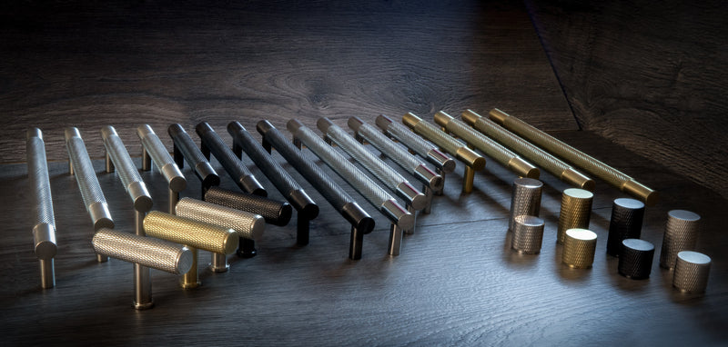 Image showing a range of Alexander and Wilks kitchen and cabint pull handles, T-Pull Handles and Cabinet Knobs in a range of finishes