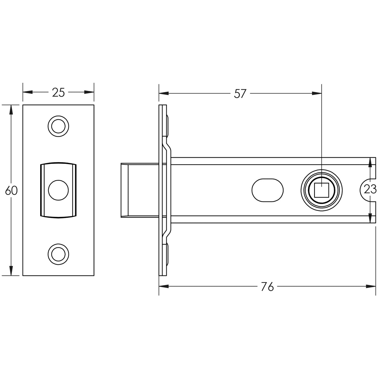 Technical drawing of of Frelan - Jedo Heavy Duty Tubular Deadbolts 76mm Antique Brass Sku. JL-HDB76AB