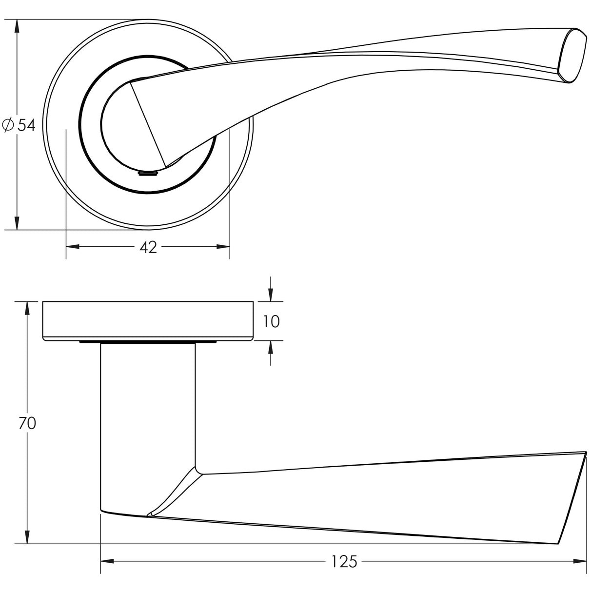Technical drawing of of Frelan - Nero Vecta Black Door Handle Sku. JMB501