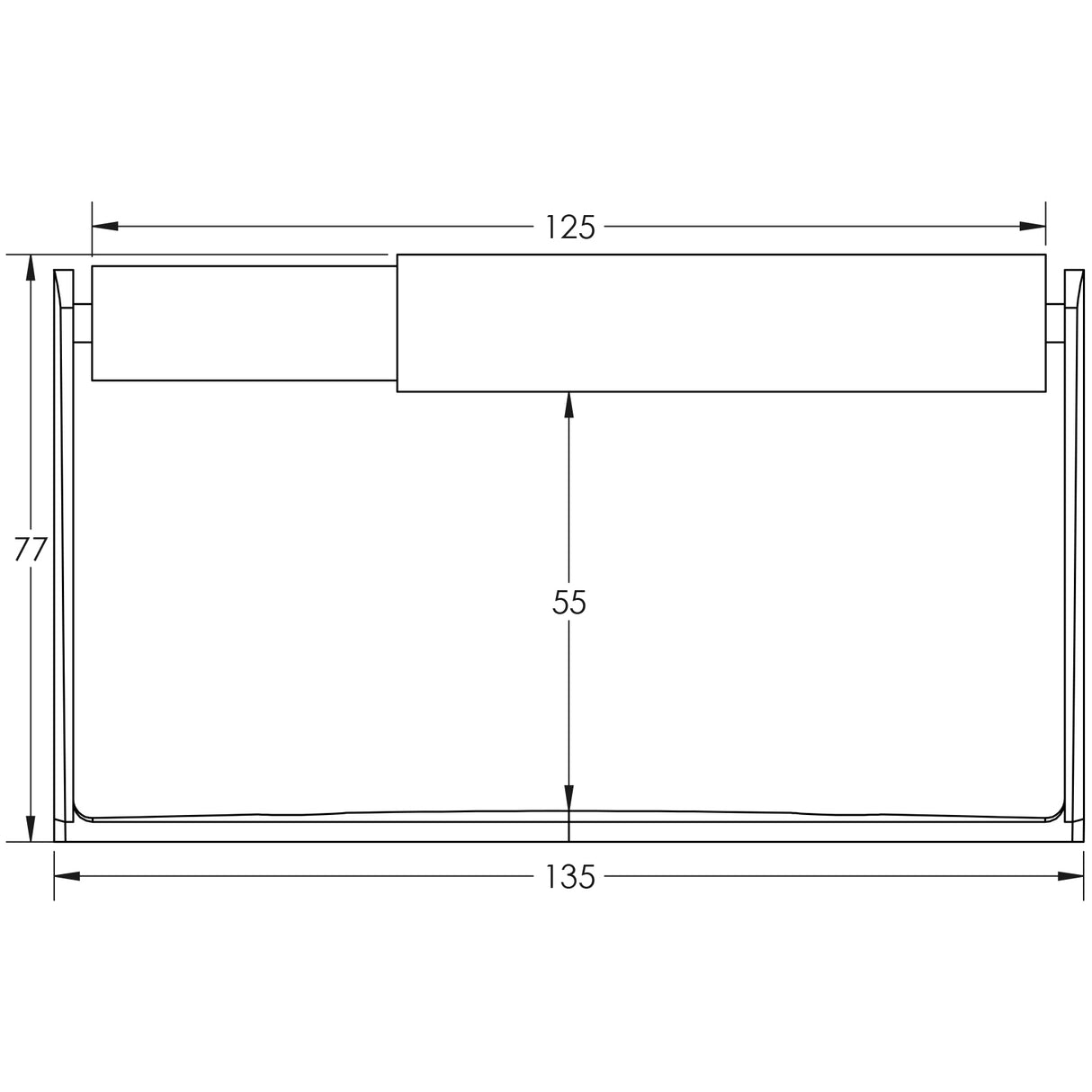 Technical drawing of of Frelan - Stainless Steel Toilet Roll Holder 136x78mm Satin Stainless Steel Sku. JSS102