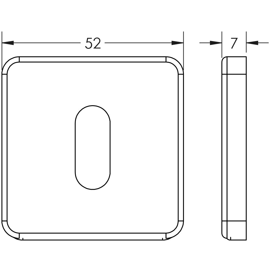 Technical drawing of of Frelan - Square Standard Keyway Escutcheon Sku. JSS10