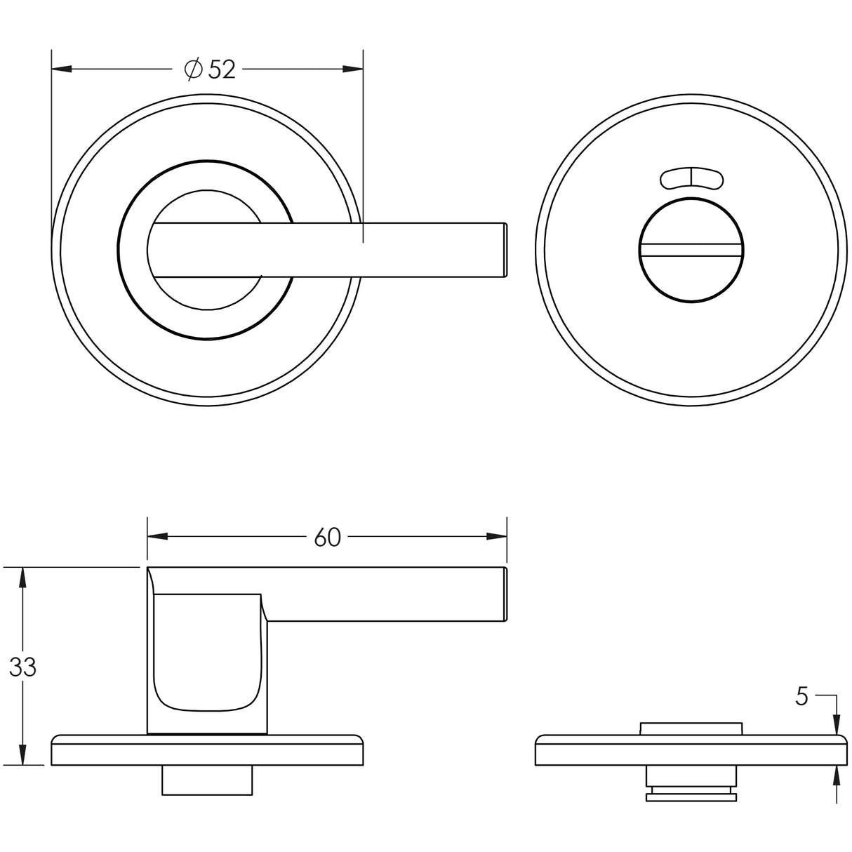 Technical drawing of of Frelan - Stainless Steel Easy Turns & Releases with Indicator Grade 304 52x5mm Grade 304 Satin Stainless Stee Sku. JSS354