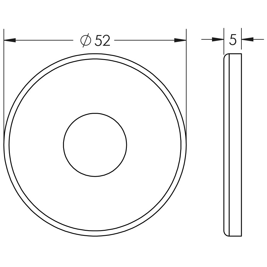 Technical drawing of of Frelan - Stainless Steel Cover Only to Suit Release No Indicator 52x5mm Satin Stainless Steel Sku. JSS60B
