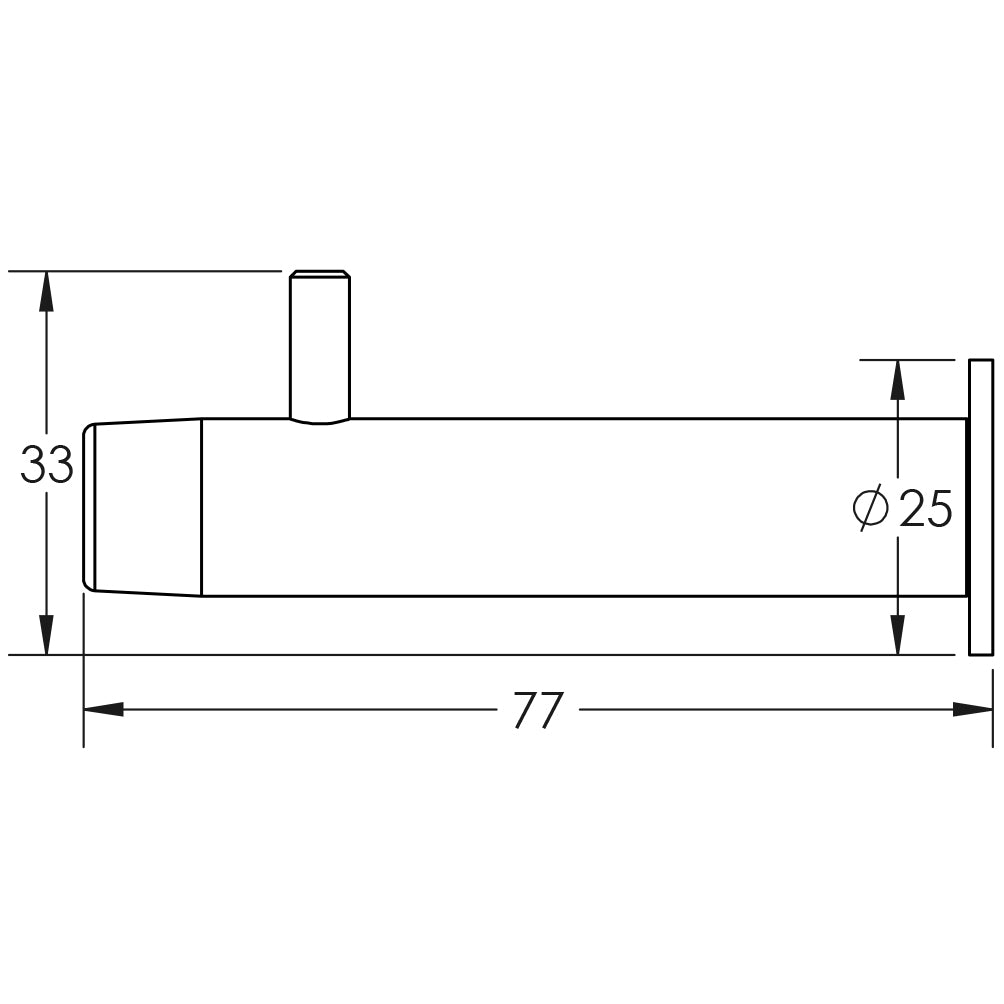 Technical drawing of of Frelan - Buffered Hat & Coat Hook 75mm Satin Stainless Steel Sku. JSS669