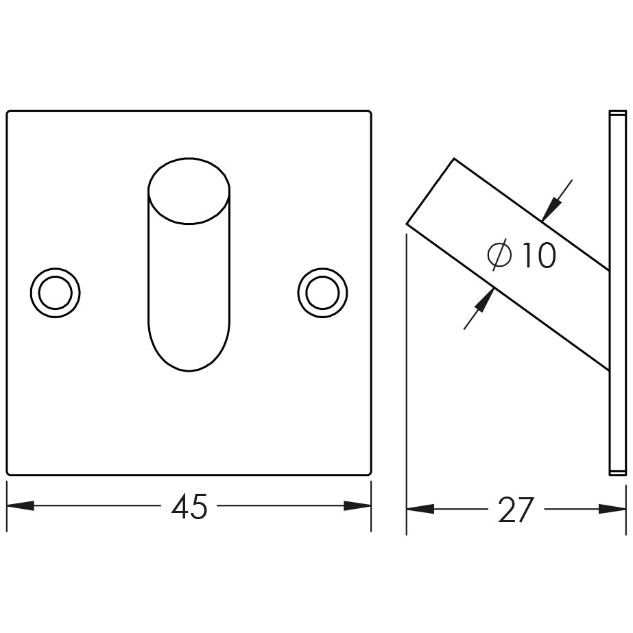 Technical drawing of of Frelan - Single Robe Hook 45mm Satin Stainless Steel Sku. JSS901A