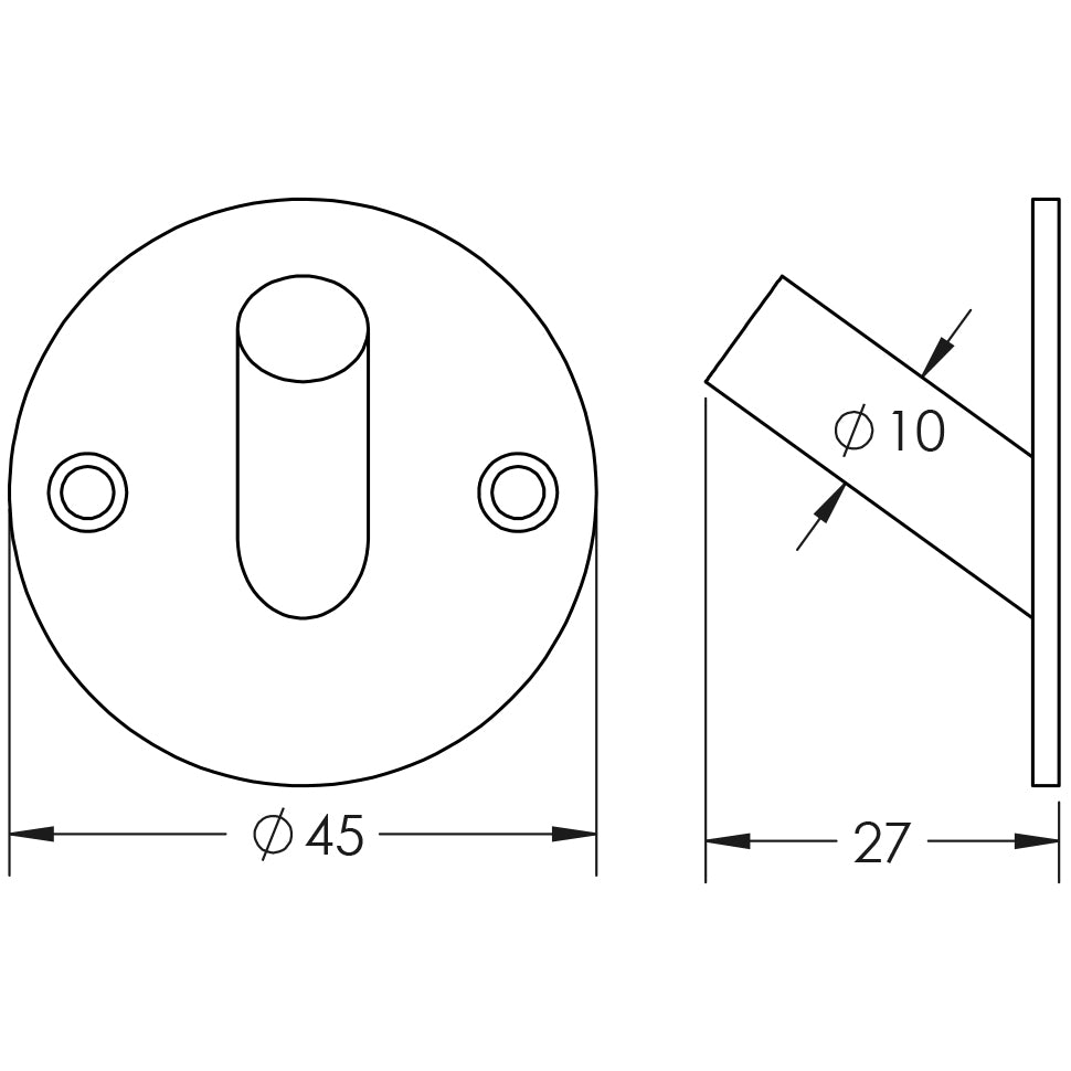 Technical drawing of of Frelan - Single Robe Hook 45mm Satin Stainless Steel Sku. JSS902A