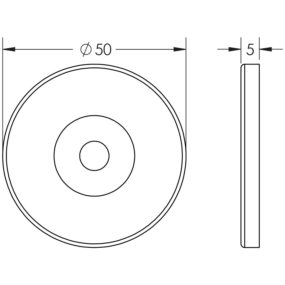 Technical drawing of of Frelan - Stainless Steel Concealed Roses for Pull Handles 22mm Satin Stainless Steel Sku. JSS25