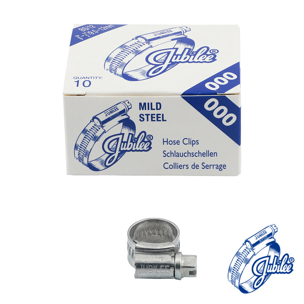 This is an image of Timco - Jubilee Clip Mild Steel - 000MS 9.5 - 12mm - (10 PCS Box) JUB000MS