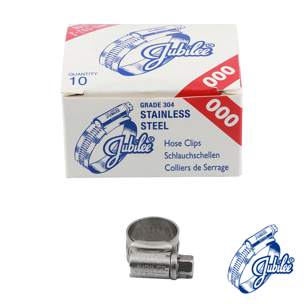 This is an image of Timco - Jubilee Clip Stainless Steel - 000SS 9.5 - 12mm - (10 PCS Box) JUB000SS