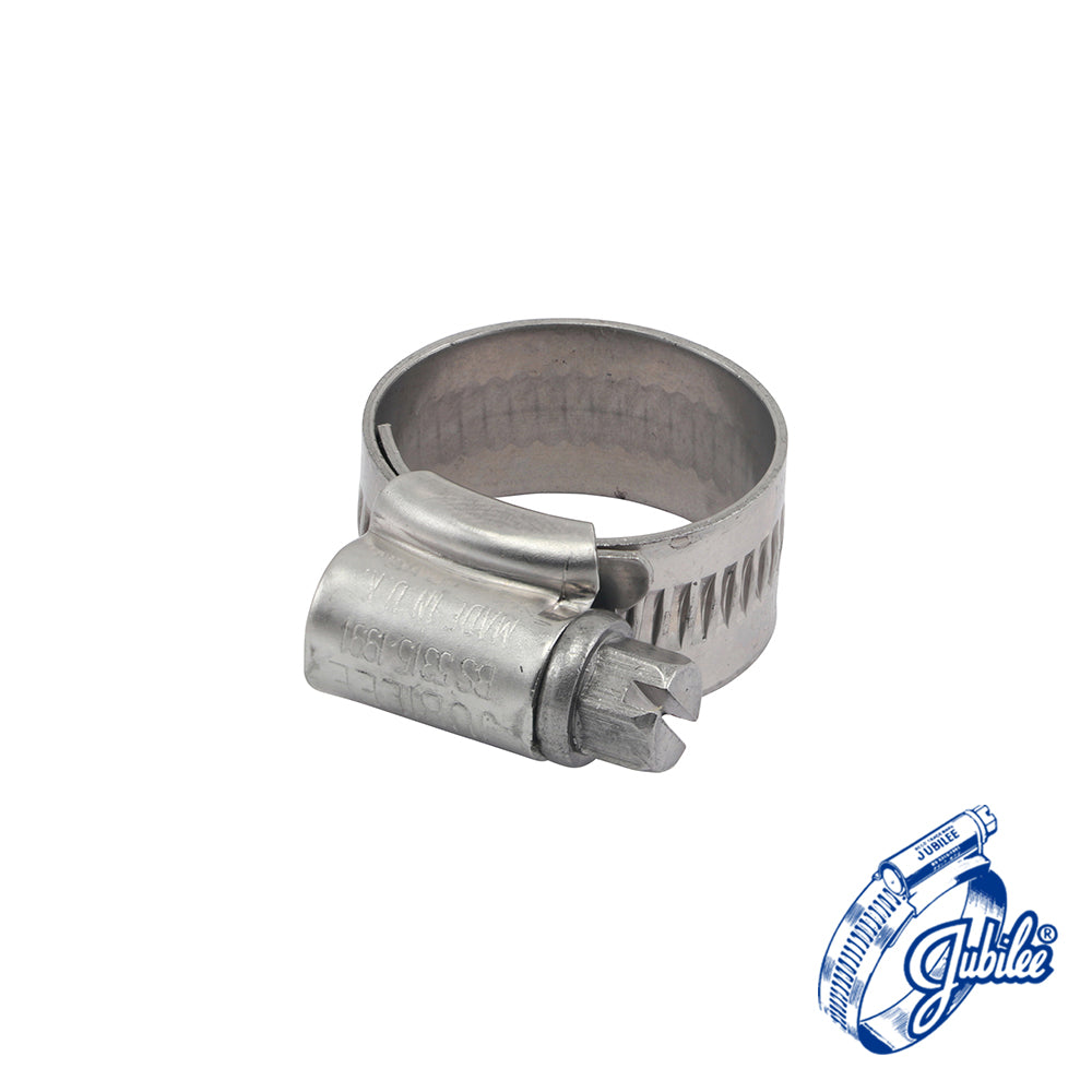 This is an image of Timco - Jubilee Clip Stainless Steel - 0SS 16 - 22mm - (10 PCS Box) JUB0SS