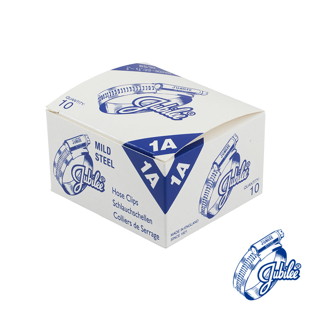 This is an image of Timco - Jubilee Clip Mild Steel - 1AMS 22 - 30mm - (10 PCS Box) JUB1AMS