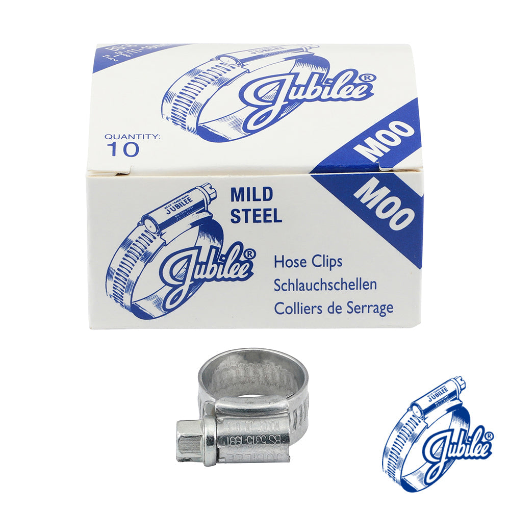This is an image of Timco - Jubilee Clip Mild Steel - M00MS 11 - 16mm - (10 PCS Box) JUBM00MS