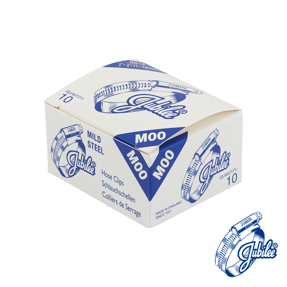 This is an image of Timco - Jubilee Clip Mild Steel - M00MS 11 - 16mm - (10 PCS Box) JUBM00MS