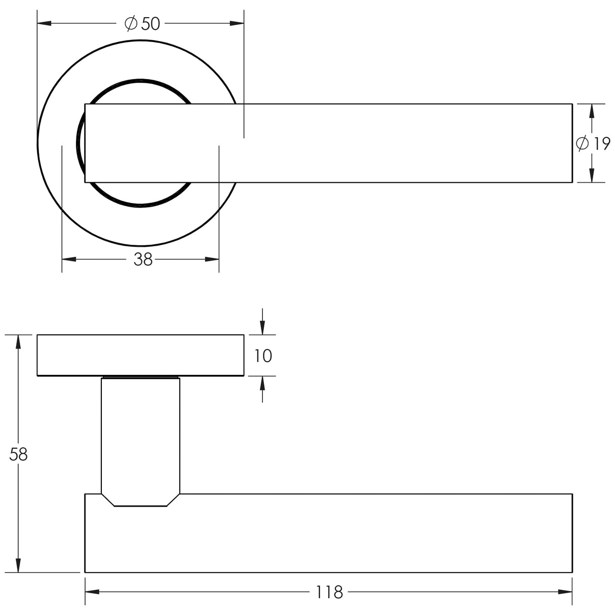 Technical drawing of of Frelan - Petra Door Handles Satin Chrome Sku. JV508SC